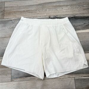 Lululemon Shorts Mens LARGE White Elastic Waist Athletic Running Training Gym